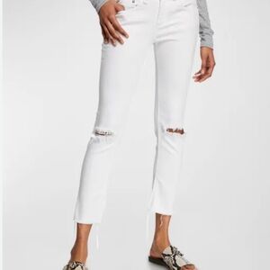 Rag & Bone Dre Low Rise Slim Boyfriend White Distressed Ankle Jeans